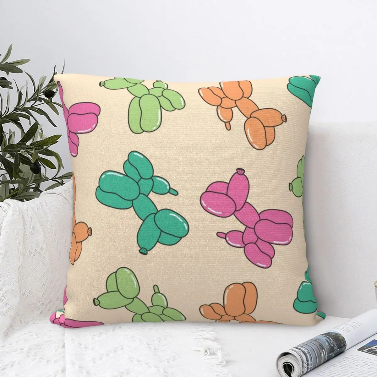 

Balloon Dog Print Square Pillowcase Cushion Cover Decorative Pillow Case Polyester Throw Pillow cover For Home Bedroom Car