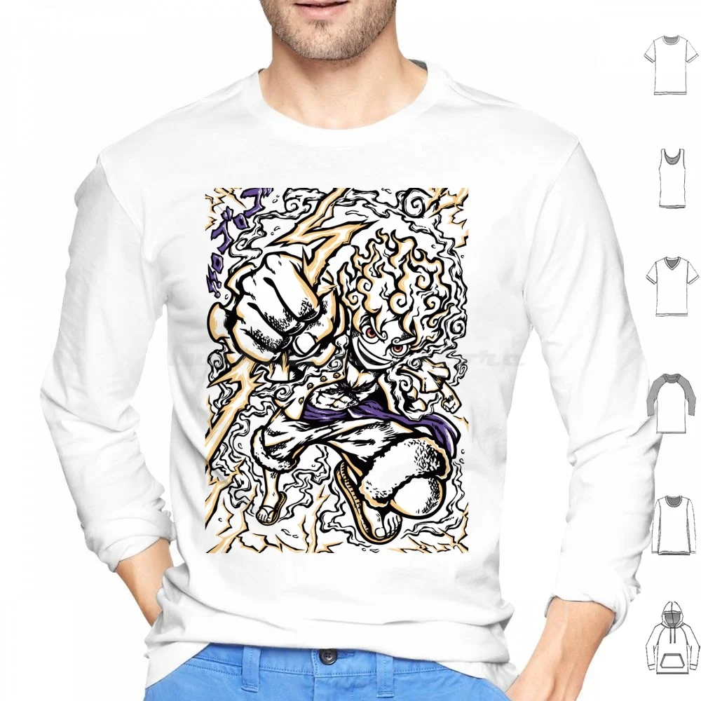 Luffy Gear 5-толстовка хлопковая с длинным рукавом 5 Monkey D Япония Fanart аниме рукава