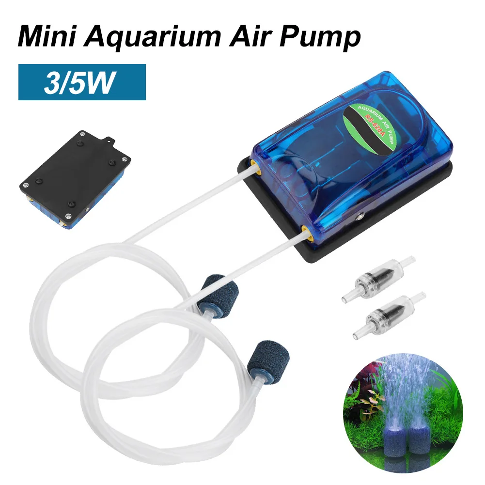 

3W 5W Mini Aquarium Air Pump Quiet & Efficient Oxygen Pump for Oxygenating Aquarium Outdoor Fish Tank Pond Fountain