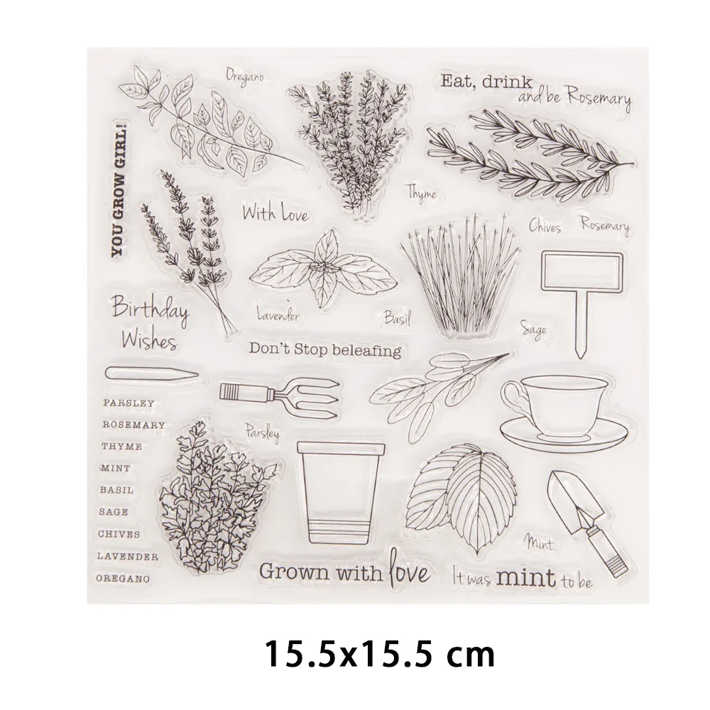 

Birthday Wishes Plants Clear Stamps for DIY Scrapbooking Crafts Stencil Fairy Rubber Stamps Card Make Photo Album Decoration