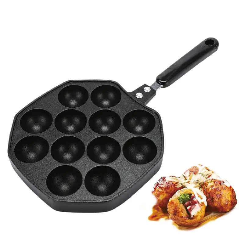 

Tokoyaki Skillet 12 Cavities Aluminum Alloy Takoyaki Pan Takoyaki Maker Octopus Small Balls Baking Pan Home Cooking Tools