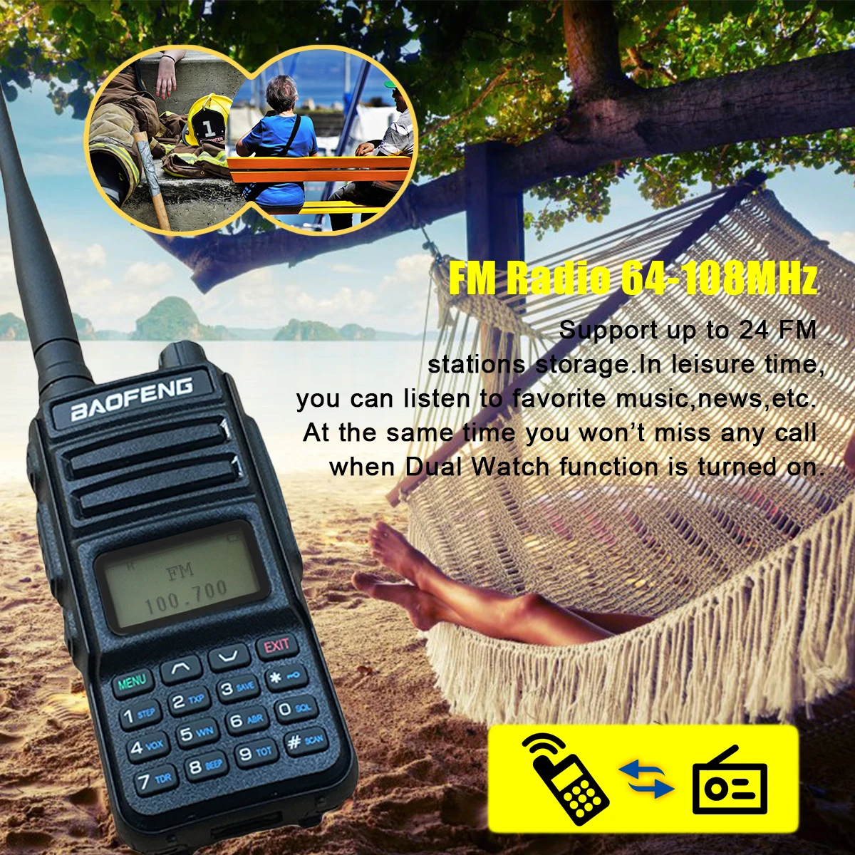 Baofeng Walkie Talkie P15UV Two-way Radio Station 5W Long Range Wireless set VHF UHF Amateur Portable HAM Radio For Hunting enlarge