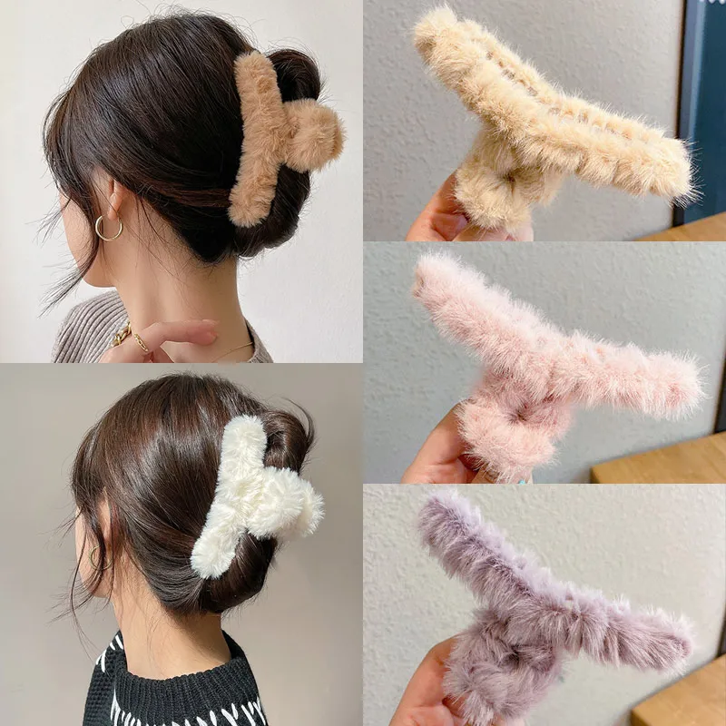

Korean Plush Hair Claw Hair Clips for Women Hair Crab Clamp Female Elegant Shark Clip Hairpins Headwear Hair Accessories 2023