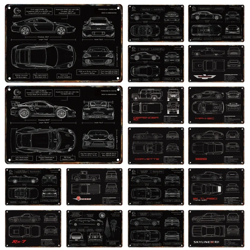 Классический дизайн автомобиля рисунки Ретро Металлические плакаты знаки