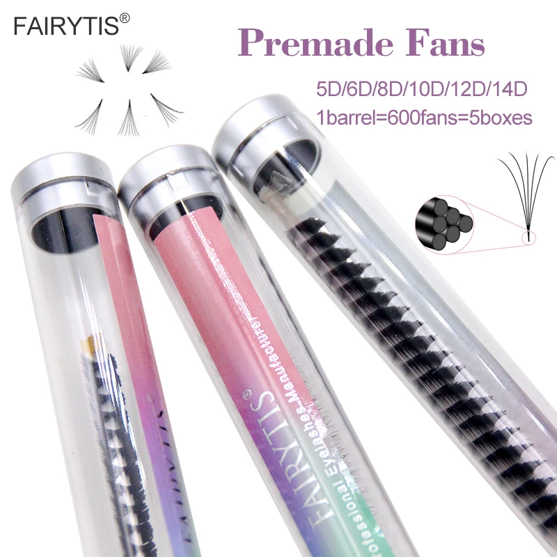 

Pointy Base Premade Volume Fans Eyelash Extension 5D/6D/8D/10D/12D/14D 600fans Soft Natural False Lashes Custom Logo FAIRYTIS