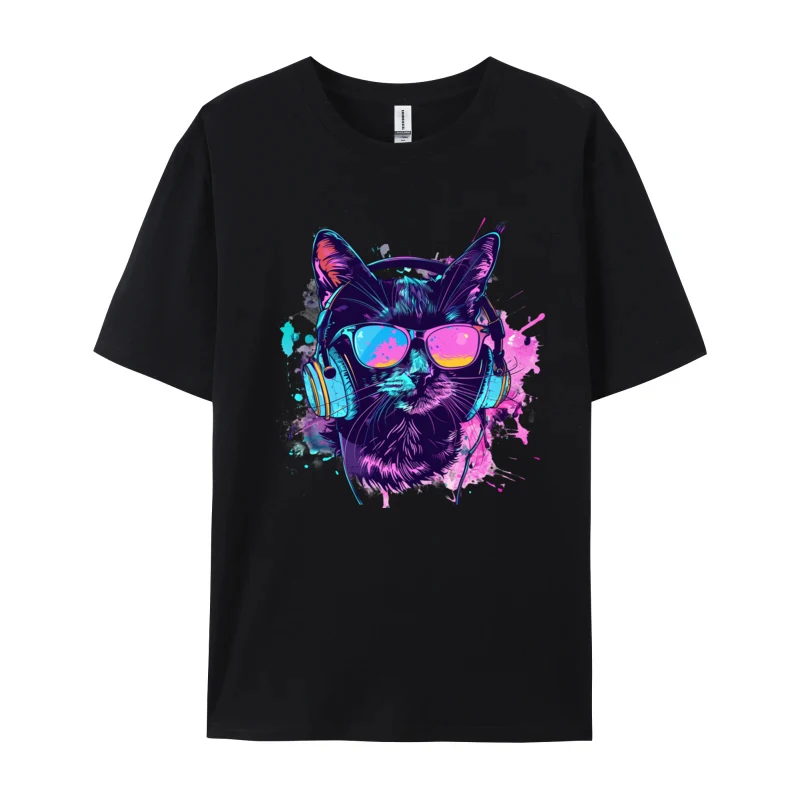 DJ шикарные футболки с рисунком кота удобные приталенные повседневные круглым