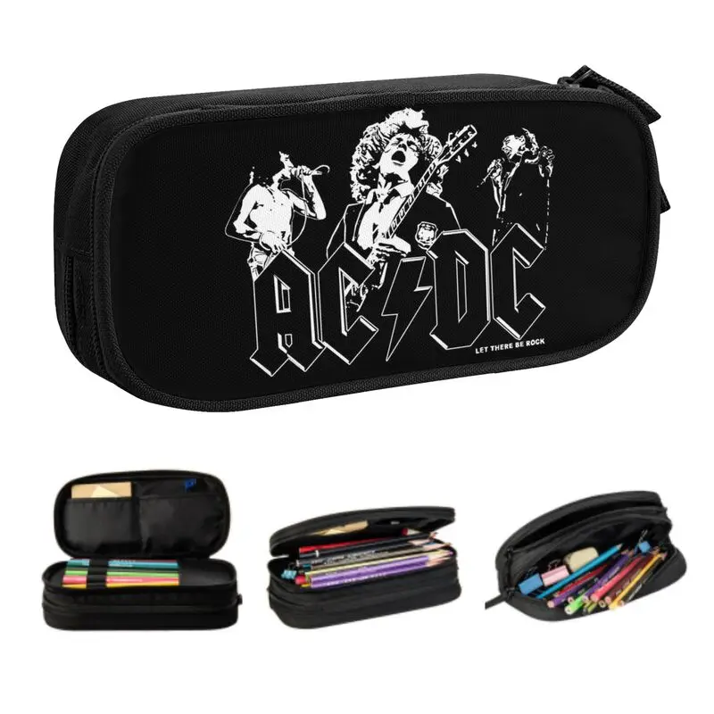 

AC DC Rock And Roll Korean Pencil Cases Girls Boys Big Capacity Australian Heavy Metal Music Pencil Box Students Stationery