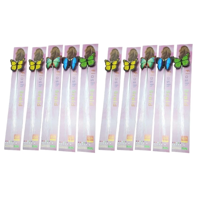 

C5AA 10Pcs Colorful Light Braids Glowing LED Hair Braid Clip Haripin