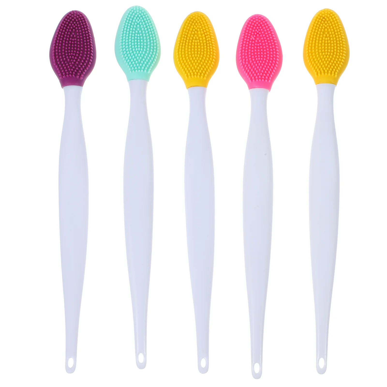 

5 PCS Silicone Beauty Nose Brush Cleaning Blackhead Long Handle Lip Tool Facial Cleaner Lash Cleanser
