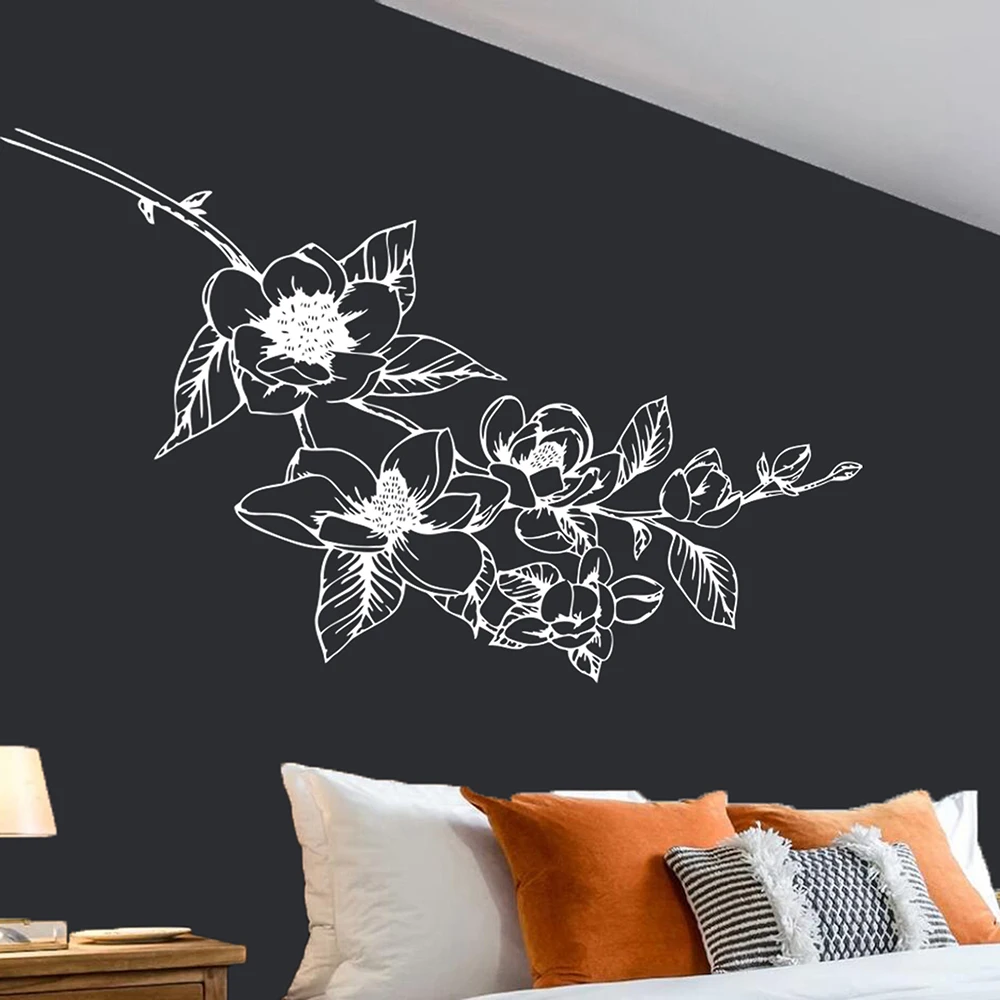 

Large Magnolia Flowers Wall Sticker Decal Bundle Floral Nature Plants Bedroom Living Room Playroom Kitchen Vinyl Decor