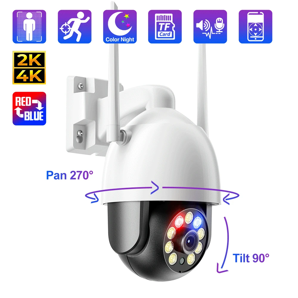 IP-камера Techage Ultra HD 2K 4K наружная беспроводная с Wi-Fi PTZ 8 МП |