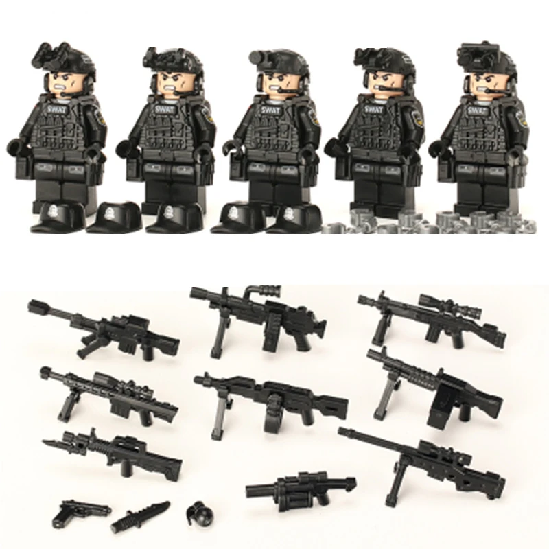 8pcs Military Soldier Figures Building Blocks set with WW2 Weapons Toys Bricks 