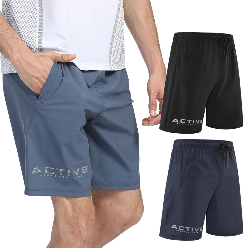 Shorts Men Prints Active  Zip Pocket Workout Shorts Quick Dry Casual Beach Brand Shorts Summer Running Sports Shorts
