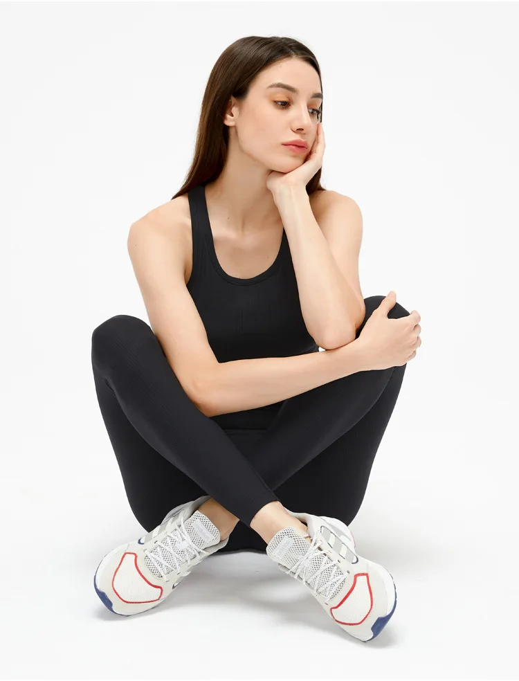 Women Sports Top Ribbed Vest Yoga Womens Clothing Tank Top Gym Sports Top Fitness Underwear with Chest Pad Wholesale Custom Logo