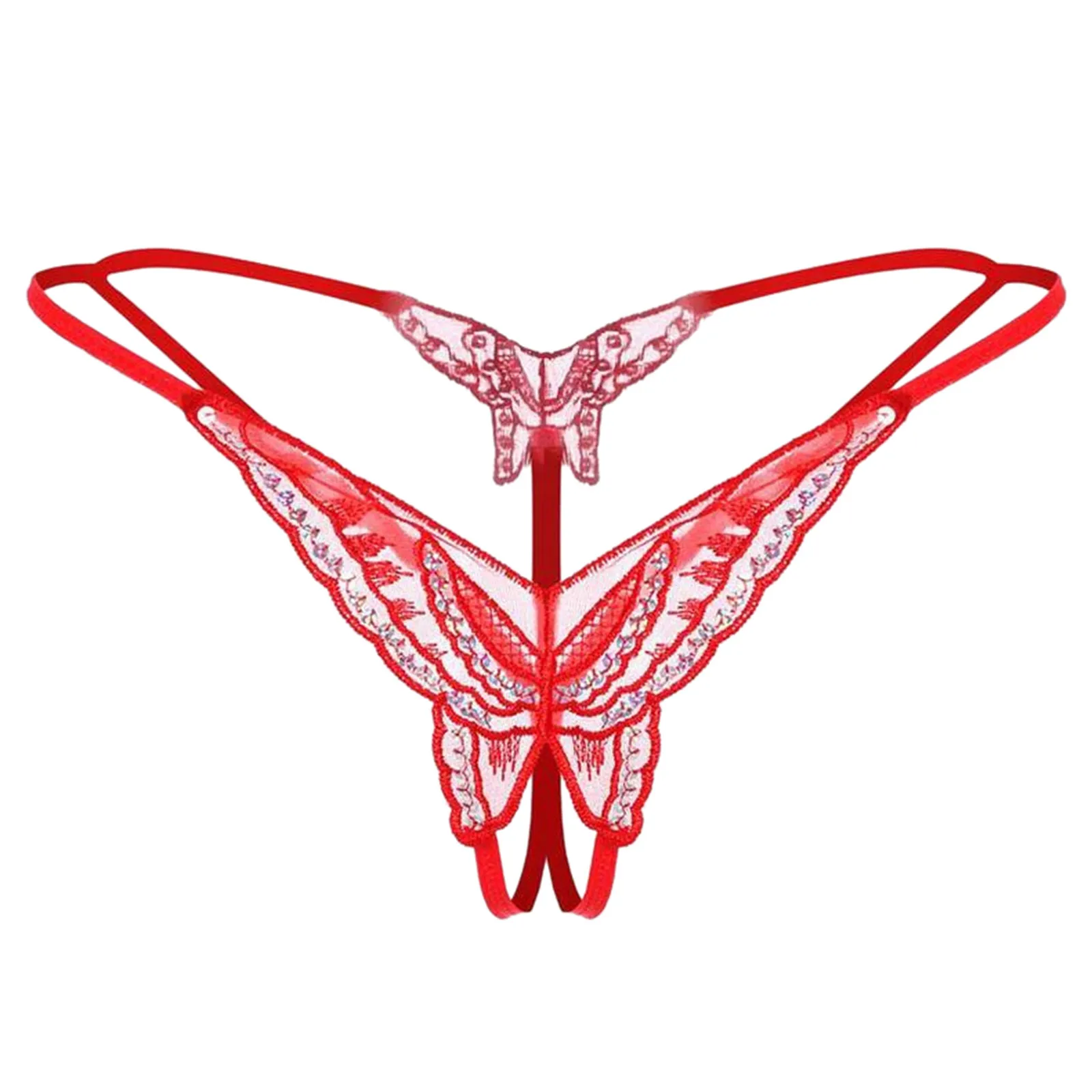 

Sequin Embroidery Appeal Underpants Color Sexy Open Underwear Thong Crotch Transparent Women Intimates Women's tube top