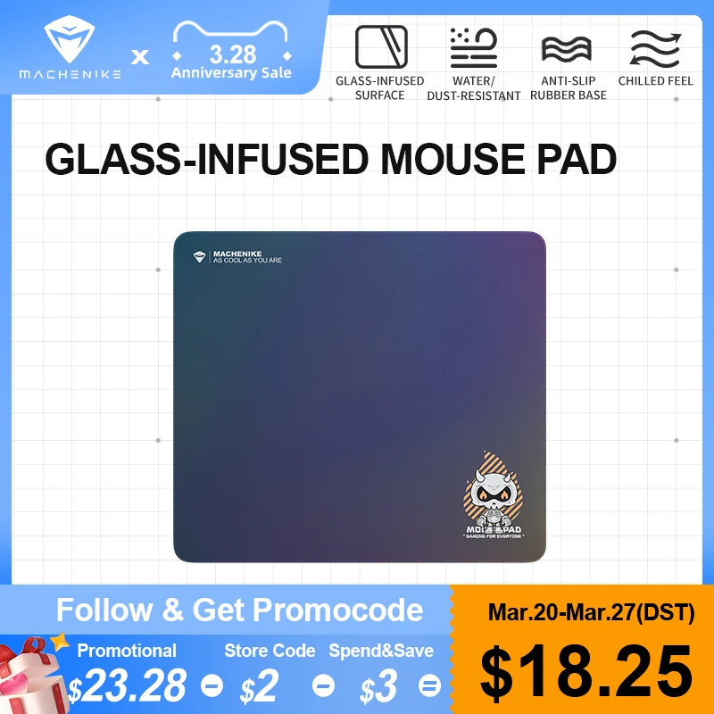 Machenike Esports Mouse Pad Glass Fiber Flexible Mousepad For Gamer Glass-Infused Surface Water Dust Resistant Mouse Mats