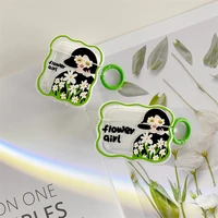 wave border cartoon flower girl case for apple airpods 1 2 3 pro cases cover iphone bluetooth earbuds earphone air pods case