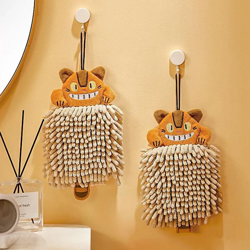 

Cartoon Chenille Hand Towels Kitchen Bathroom Hand Towel with Hanging Loops Quick Dry Absorbent Microfiber Towels Cleaner