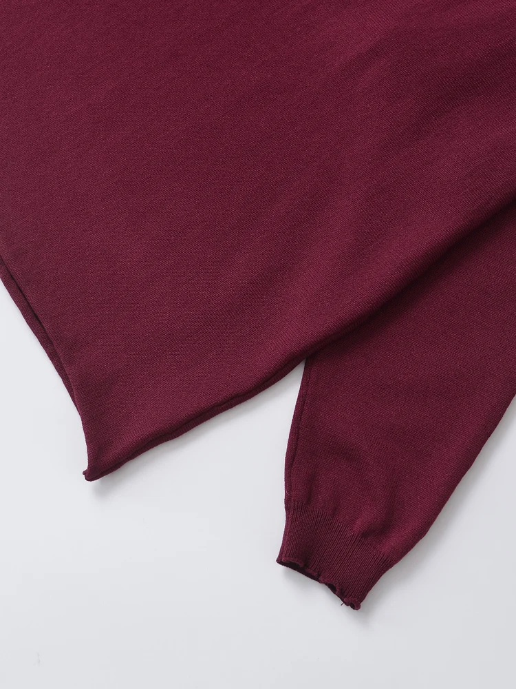 KAOPU ZA женский однотонный вязаный свитер из шерсти и шелка винтажный пуловер с