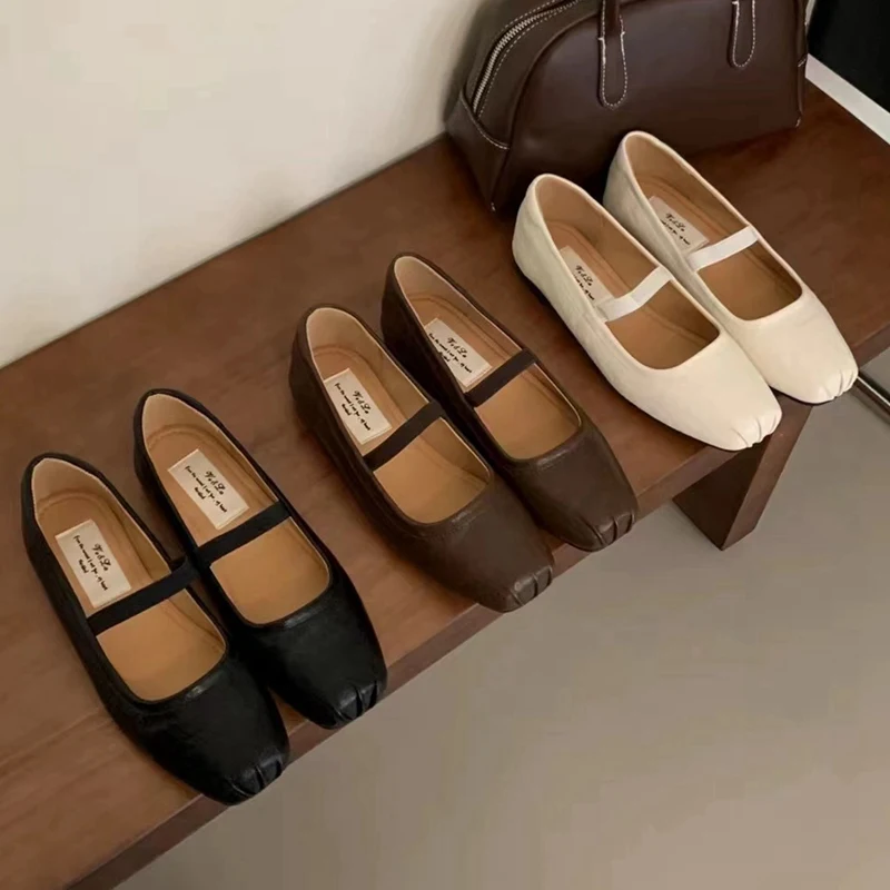 Балетки женские на плоской подошве винтажные милые Мокасины брендовые Мягкие