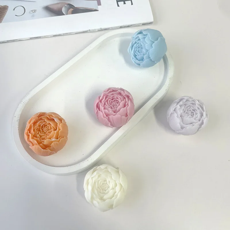 

3D DIY Rose Peony Flowers Mould Cold Dishes Cake Flipping Candles Scented Candles Handmade Valentine's Day Soap Silicone Mold