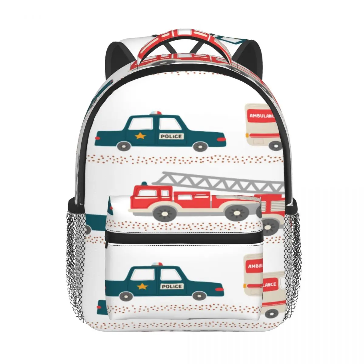 Cartoon Ambulance Police And Fire Truck Kids Backpack Toddler School Bag Kindergarten Mochila for Boys Girls 2-5 Years