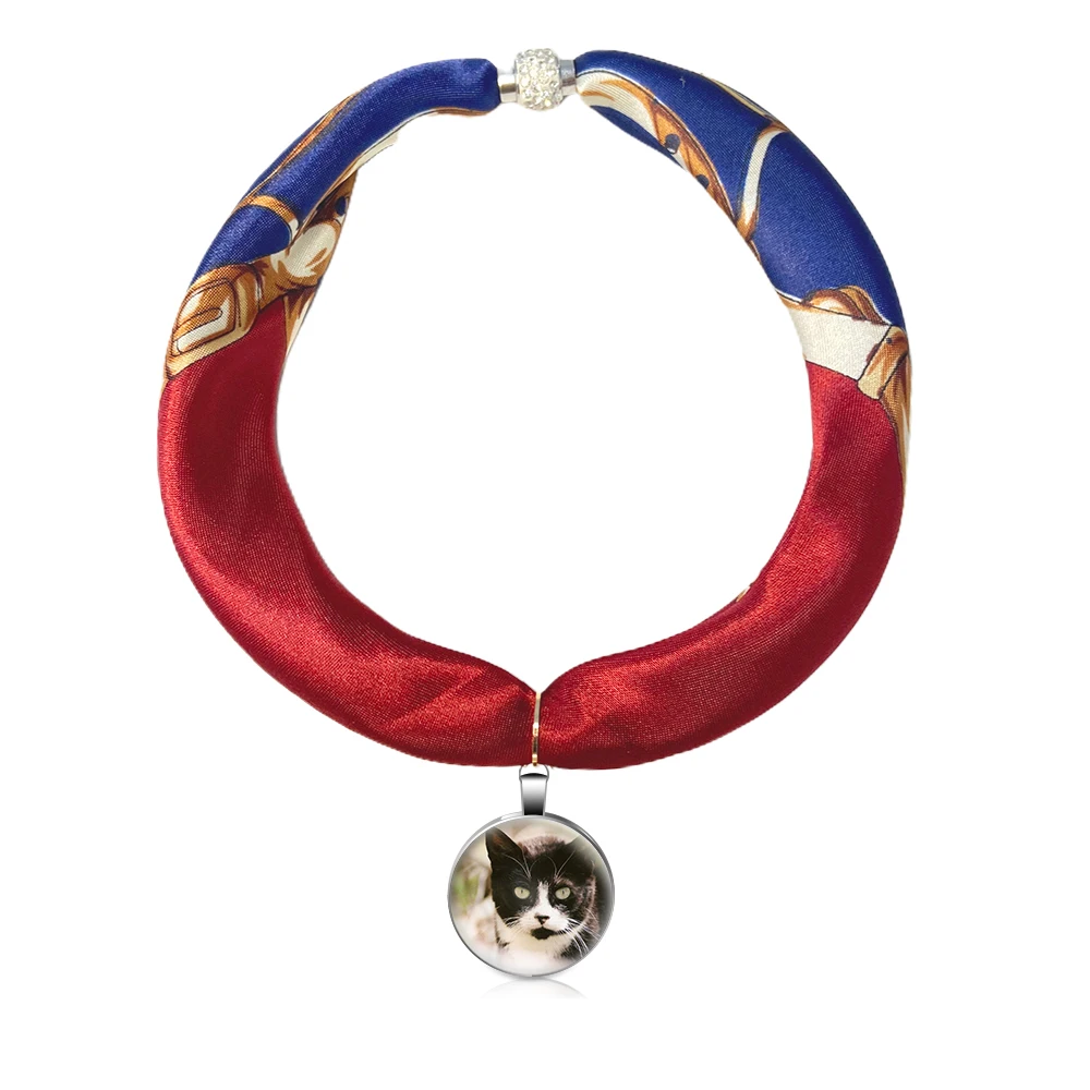 

Роскошное Брендовое ожерелье шарф с подвеской женский модный шейный платок фуляр Женские аксессуары хиджаб подарок кошка-животное