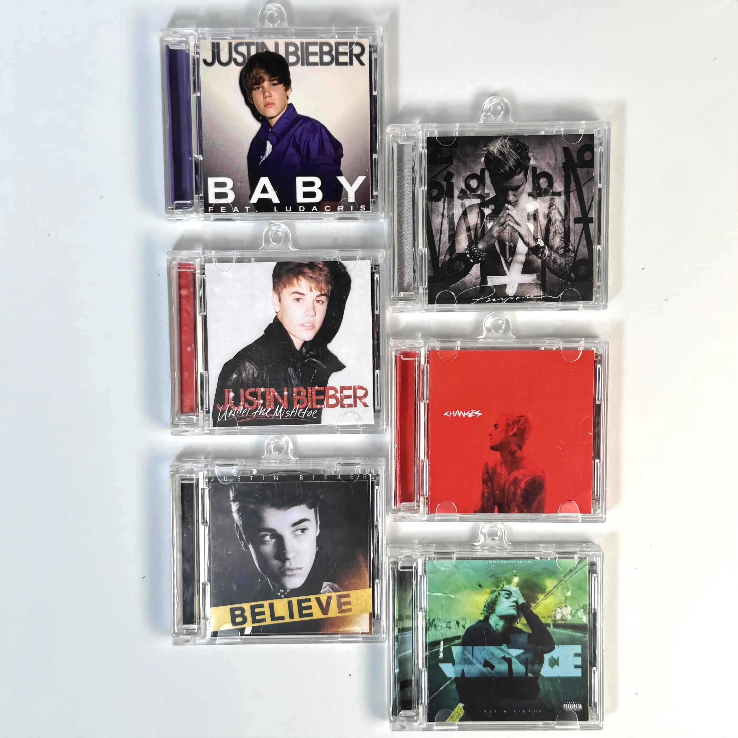 Фото Брелок Pop J B Justin Bieber MINI Music CD NFC Play Songs My World 2.0, альбом, детский кулон, ожерелье для косплея, акриловое кольцо для ключей №3