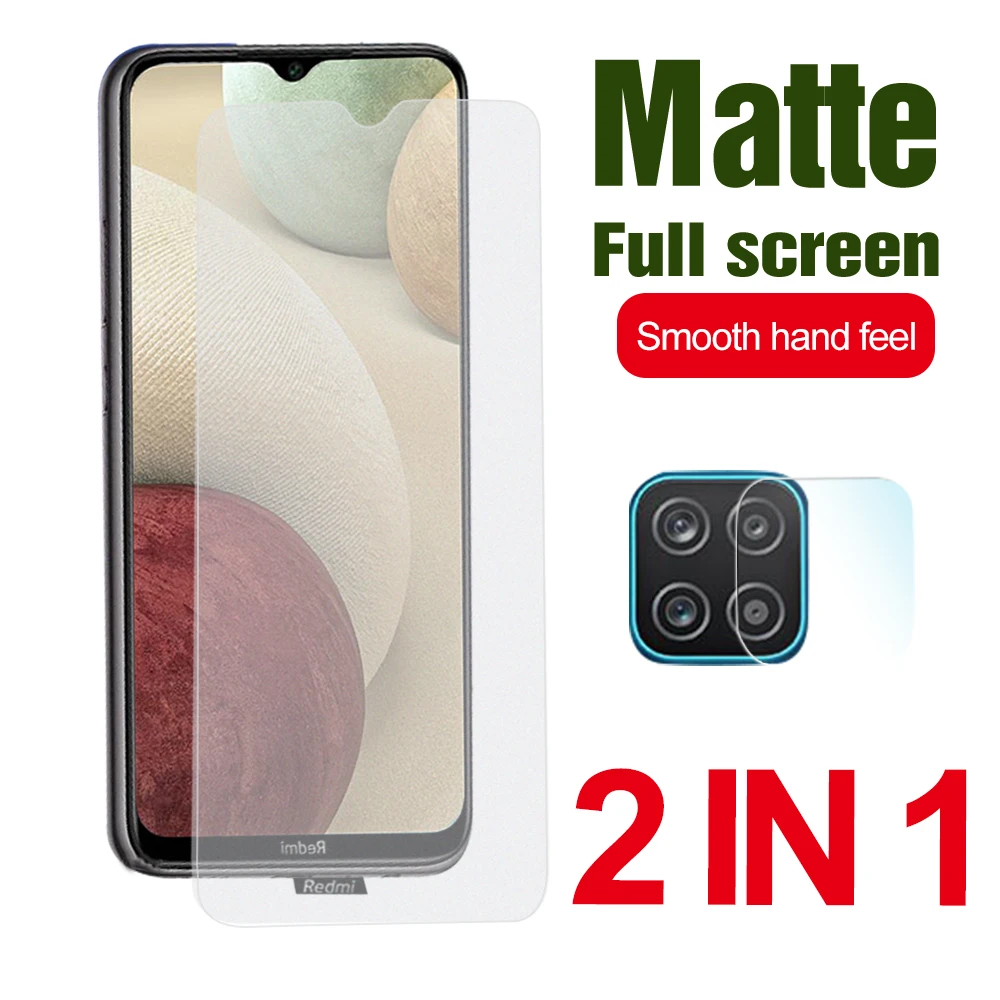 

2 в 1 9D матовое закаленное стекло для Samsung A12 A13 4G Полное покрытие, стекло для камеры для A13 Φ A23, защита экрана без отпечатков пальцев