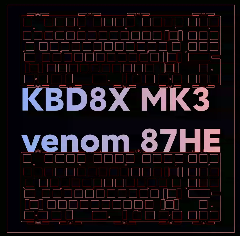 Фото Клавиатурная панель для kbdfans kbd8x mk3 и Venom87 HE с раскладкой F12 (для крепления стабилизаторов на плату) №1