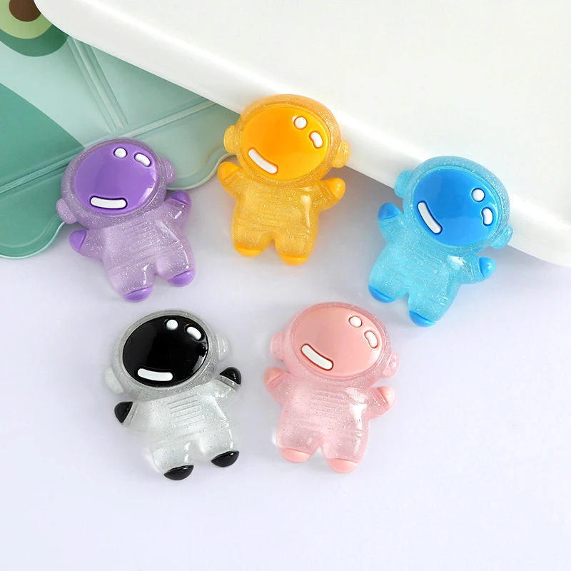 

30pcs Large Astronaut Glow Resin Charm Shiny Spaceman Flatback Cabochon DIY Scrapbook Cell Phone Decor Jewelry Findings