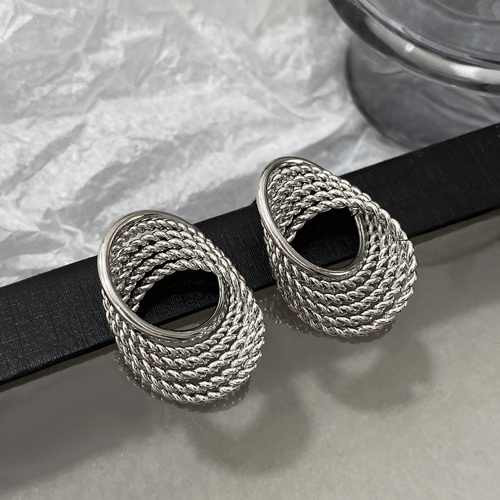 Женские серьги-гвоздики AENSOA большие геометрические серьги золотого и