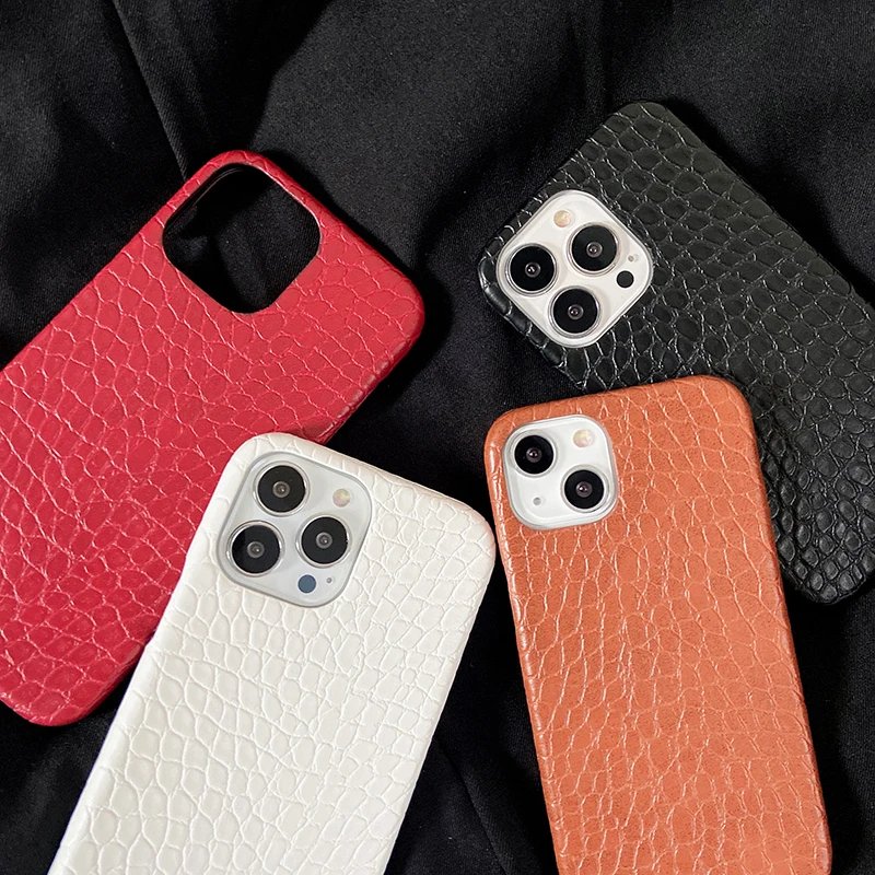 

Luxury brand Patent leather Crocodile PU Hard phone case for iphone 13 12 11 Pro MAX 7 8 Plus XS MAX XR SE 2020 Back Cover case