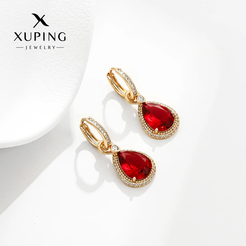 Xuping European and American Summer High Sense Drop-shaped Earrings Women Micro Inlaid Fashion Retro Tempera...