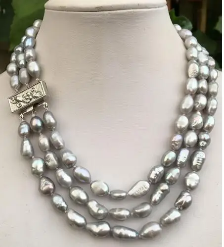 

beautiful 9-10MM Grey Baroque Pearl Necklace