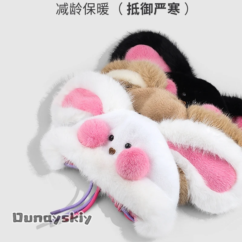 Фото KAWAII пушистые румяна кролик костюмы для косплея плюшевая шляпа реквизит {BankaiMode}54-58 см шляпа окружность теплая шапка для защиты ушей №4
