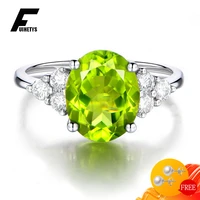 fashion 925 silver jewelry ring oval green zircon gemstone open finger rings accessories for women wedding engagement party gift