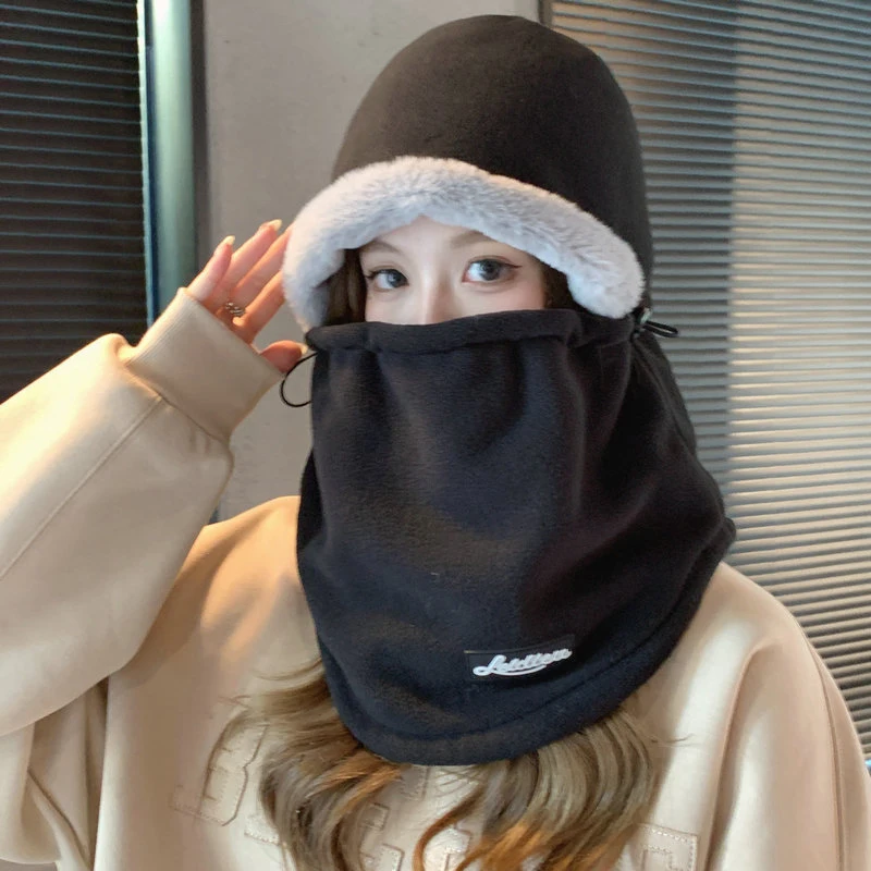 Теплая шапка с капюшоном шарф интегрированная мужская и женская зимняя