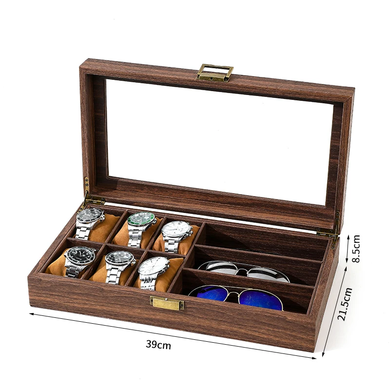 

Luxury 6 Slots Handmade Watch Sunglass Organizer Time Box for Watch Holding Multifunctional and Effective Storage