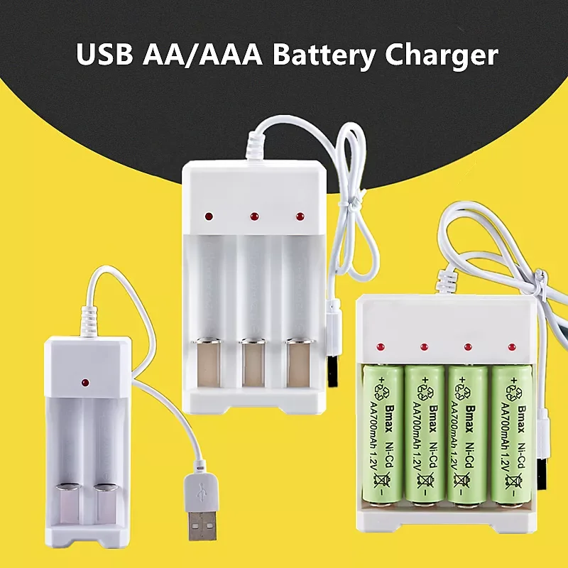 

Universal USB Output Battery Charger 2/3/4 Slot Adapter For AA / AAA Battery Rechargeable Quick Charge Battery Charging Tools