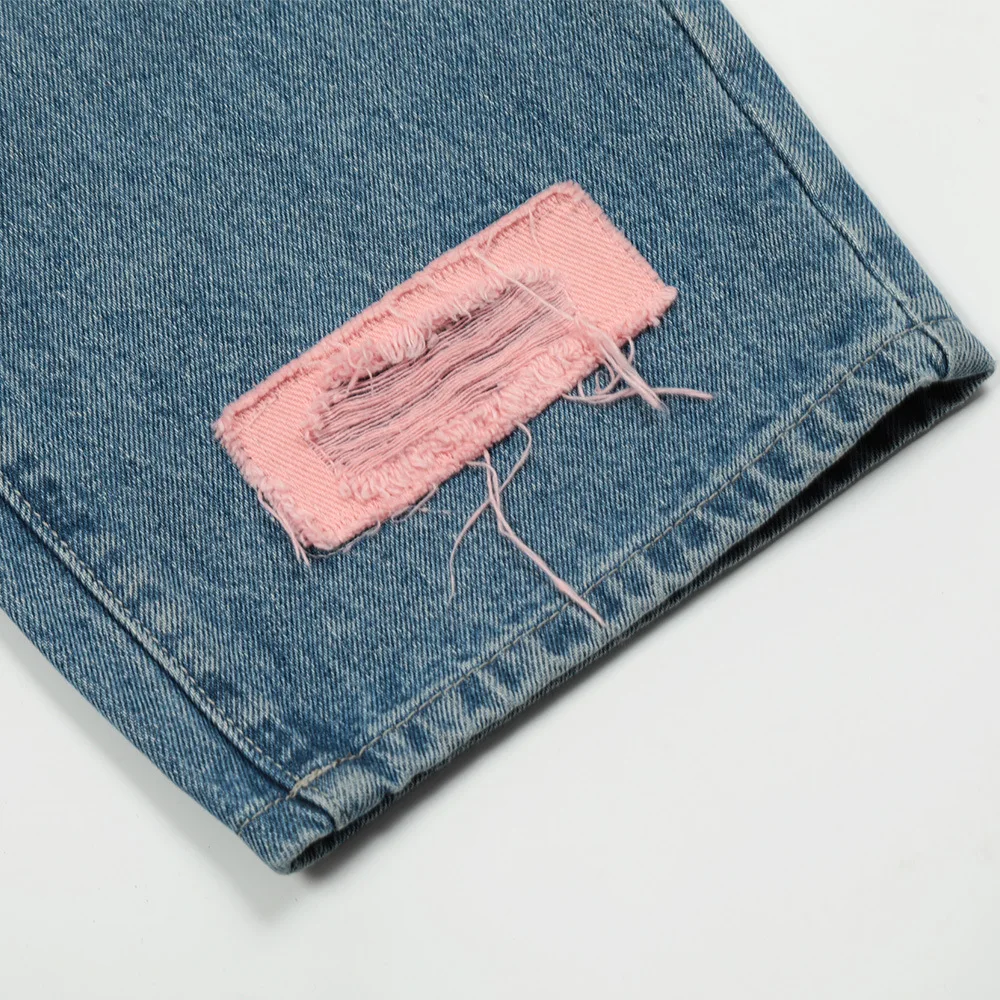 2023 Mens Straight Jean Pants Skeleton Embroidery Mopping Trousers High Streetwear Long Denim Jeans for Women Baggy Clothing