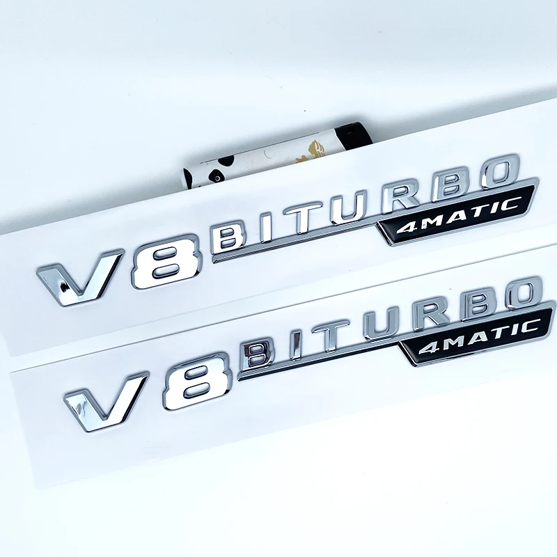 Эмблема с буквами для Mercedes Benz V12BITURBO V8 BITURBO 4MATIC + TURBO 4MATIC, Стайлинг автомобиля, наклейка с логотипом на крыло, хромированный, глянцевый, черный (art.: 3920cd9ceba4b) - 3920cd9ceba4b
