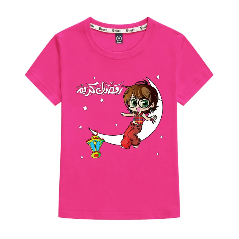 

Islamic Eid Mubarak Decorations T Shirt Kids Cotton Short Sleeve T-shirt Baby Boys Ramadan Decor Clothes Girls Mosque Party Gift