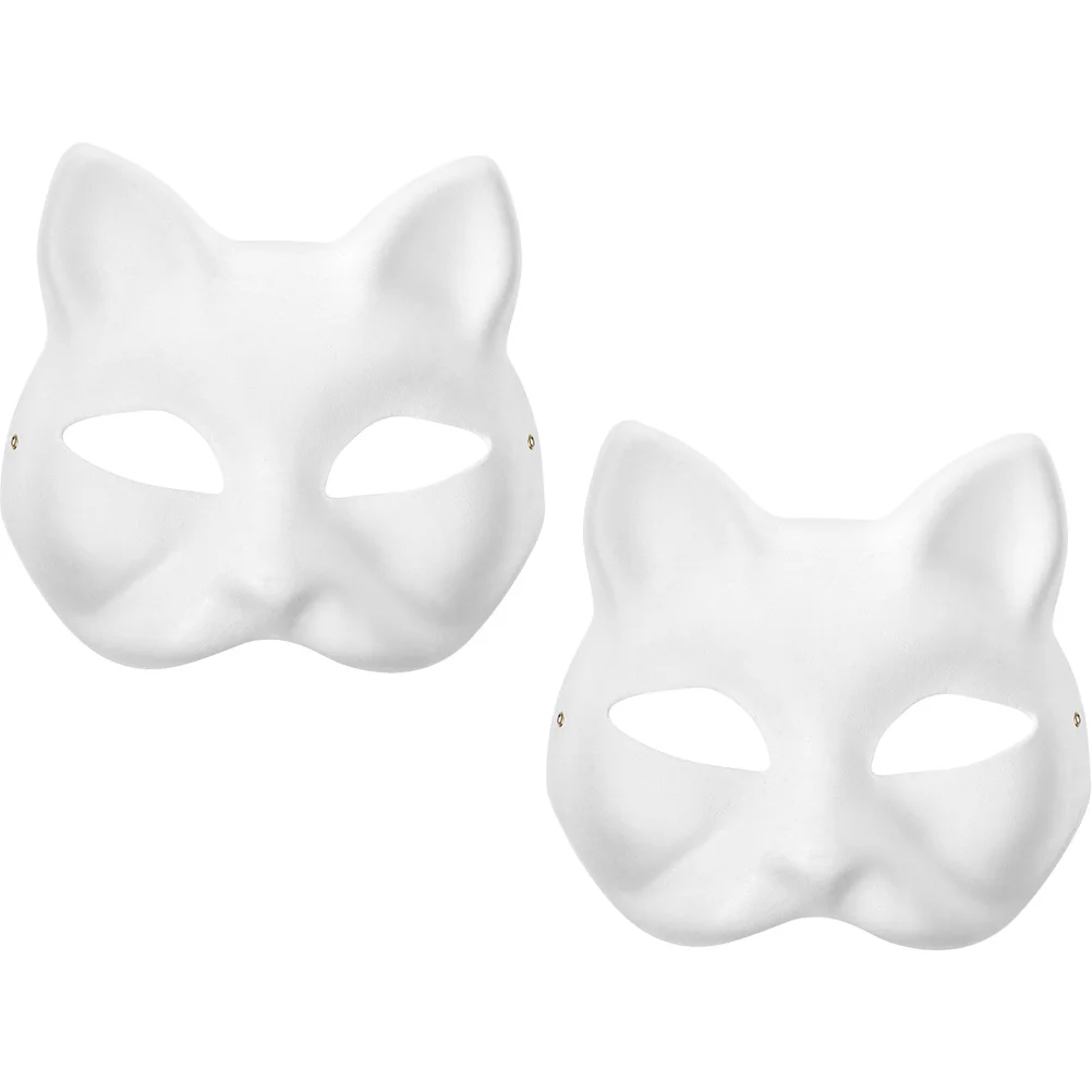 

5/4/3/2pcs Masquerade Paper Masquerade Ball Mask White Halloween Cosplay Cat Diy For Face Paintable Couple Half Animal Masks#j