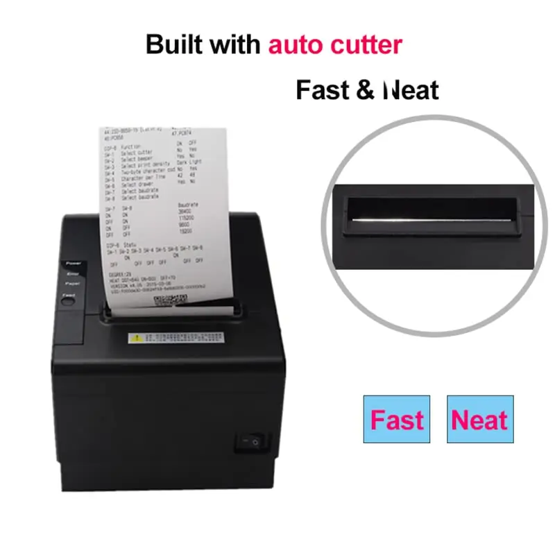 

80mm receipt Thermal printer Auto cutting paper Bluetooth wireless 3 inch bill QR code barcode USB ethernet ios android
