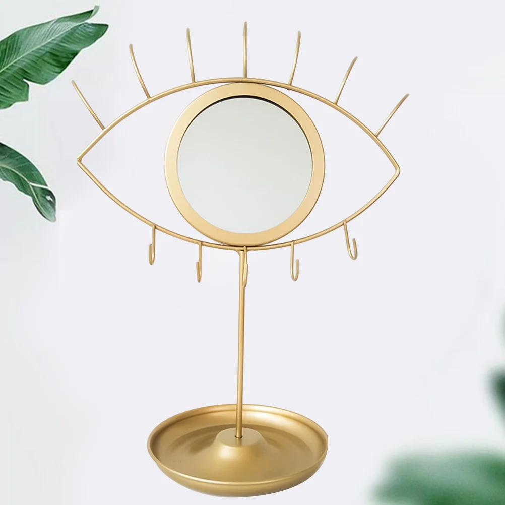 

Mirror Makeup Tabletop Vanity Eye Desktop Dish Jewelry Tray Metal Women Shaped Magnification Round Dresser Table Bedroom Desk