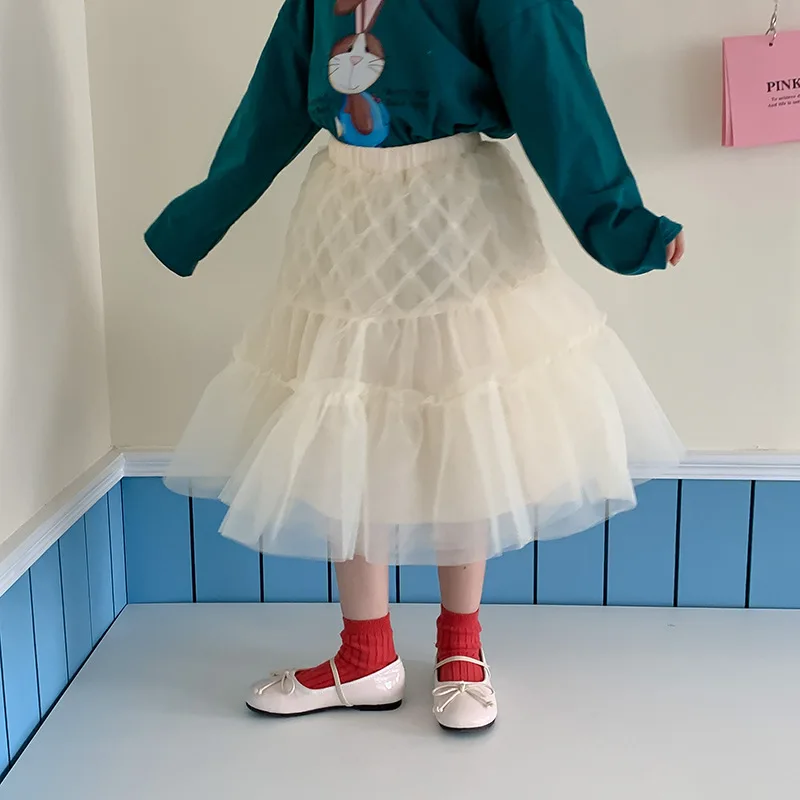 

2023 New Baby Girls White Tutu Skirts Chiffon Pettiskirt Princess Party Clothes For Kids Ballet Dance Wear Children Cute Skirt