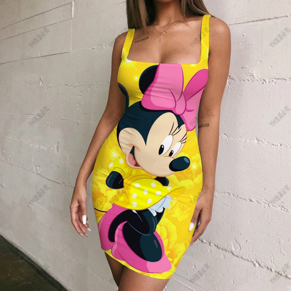

Fashion Dress Female Cartoon Disney/Mickey Casual Sundress Seaside Party Party Romantic Date Tie Dye Colorful Top New Hot Sale