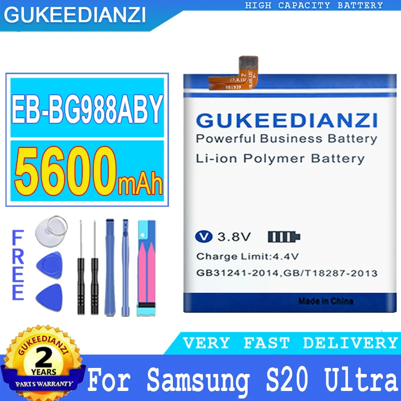 

5600mAh GUKEEDIANZI Battery EB-BG988ABY EB BG988ABY for Samsung Galaxy S20 Ultra S20Ultra S20U Big Power Bateria