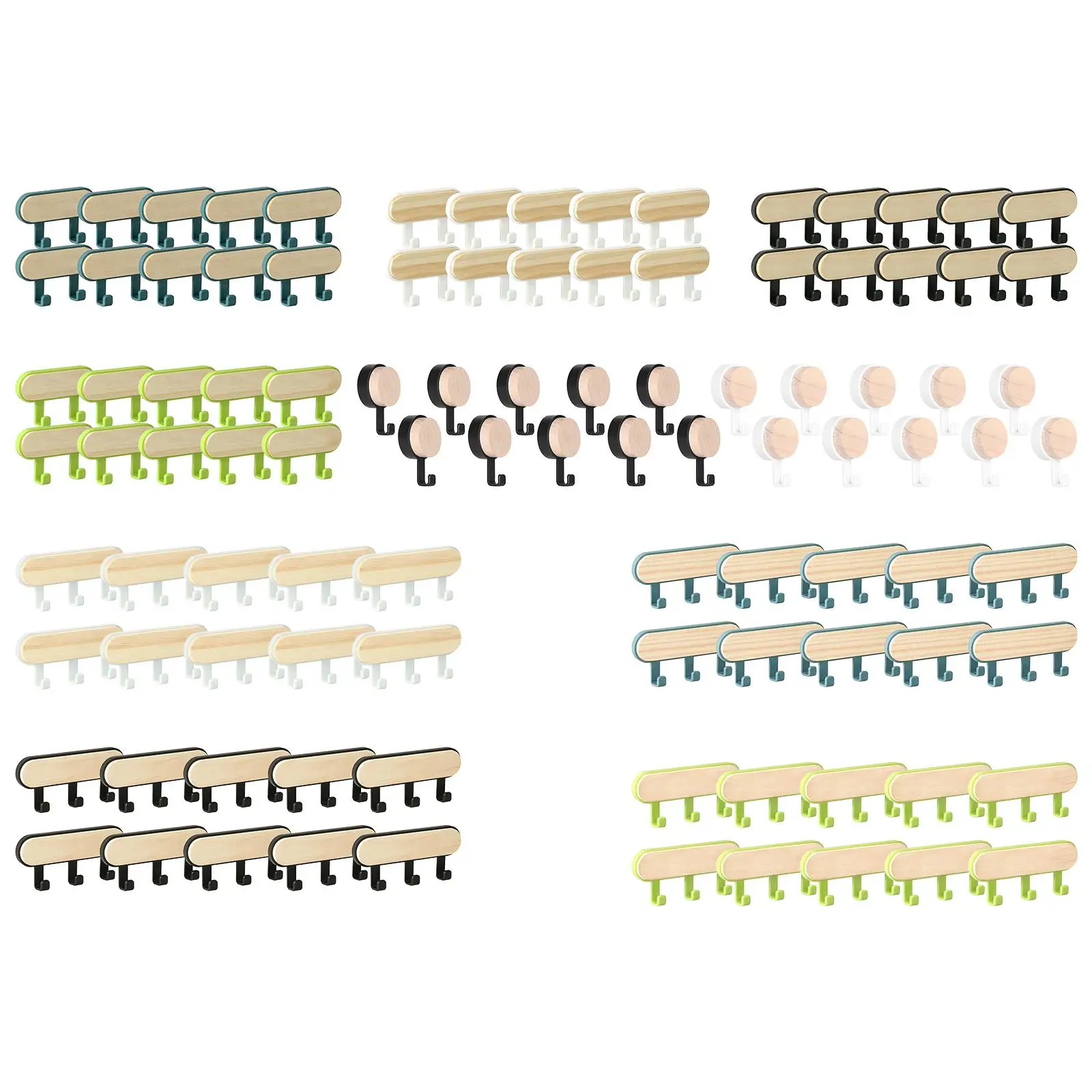 

10Pcs Wll Mounted Cot Rck Nil Free Household Strong Bering Cpcity Multifunctionl Keys Hnger for Bthroom Towel Cot Ht